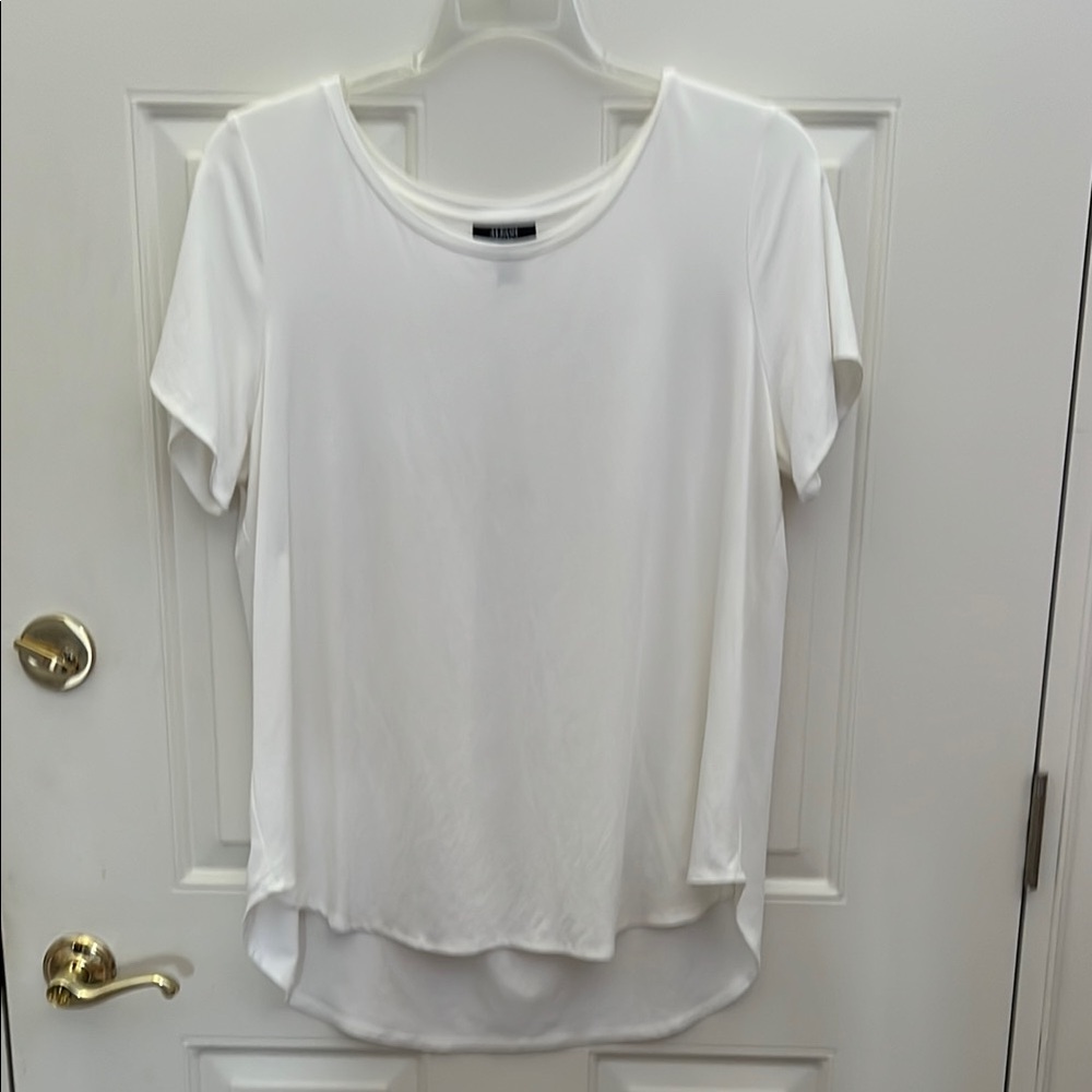 Alfani Pleat Back Ivory Tee 2X